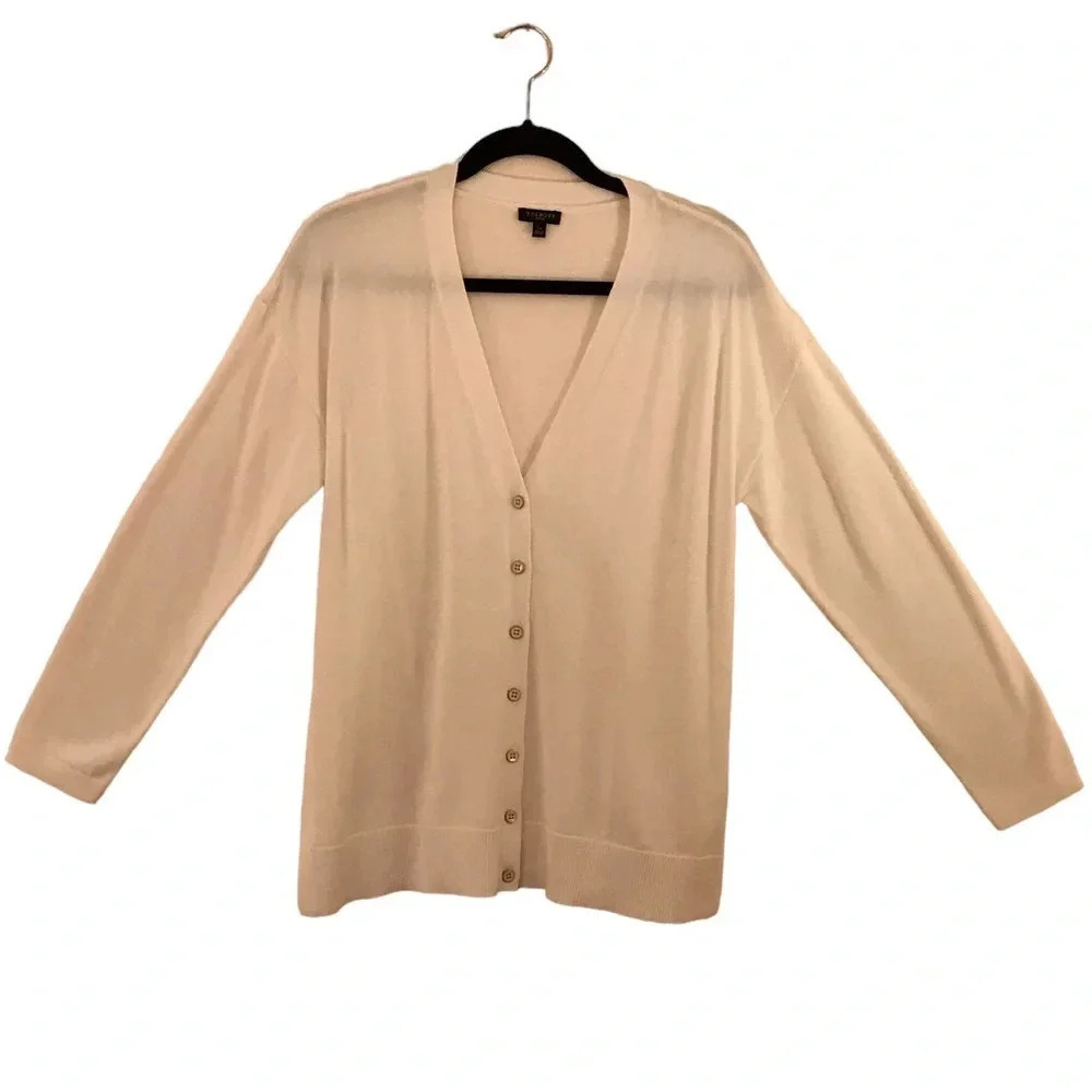 Talbots Girlfriend Cardigan Cream/Ivory Sweater Large Petite NWOT - Picture 4 of 13